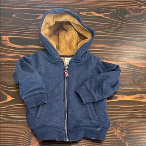 Carter's Navy Blue Zip-Up Hoodie with Tan Sherpa Hood